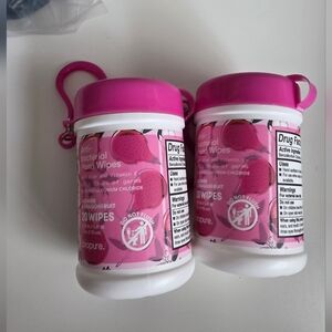Key Chain  Pink Grapefruit Anti-Bacterial Hand Wipes 2 Pk